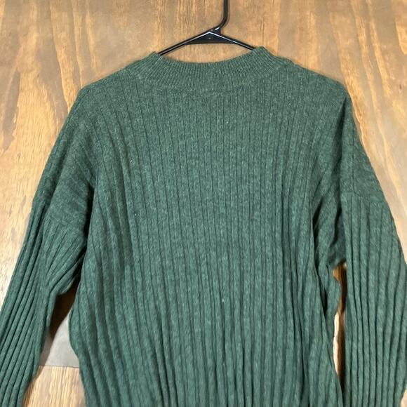 Madewell Womens Sweater Forest Green Ribbed Knit Mock Neck XLarge - Picture 10 of 11